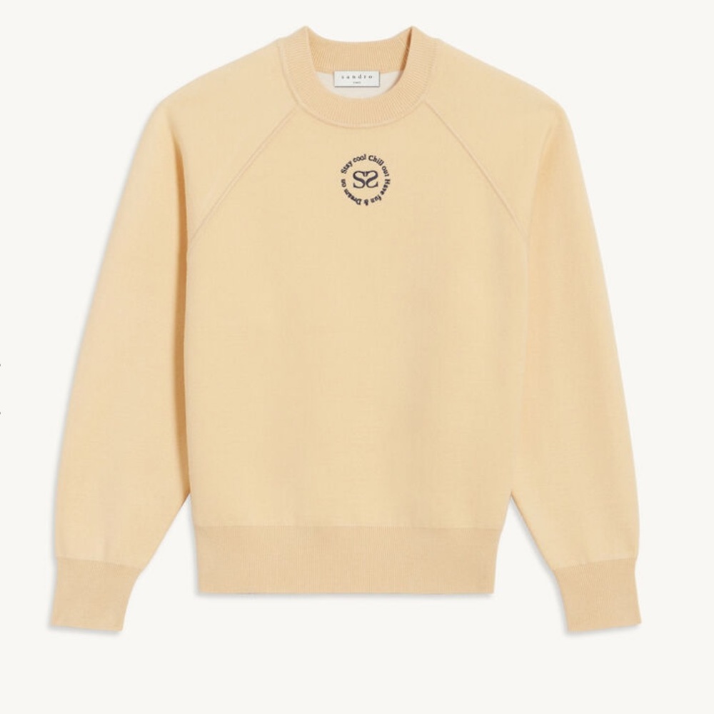 SANDRO KNIT SWEATSHIRT WITH EMBROIDERY